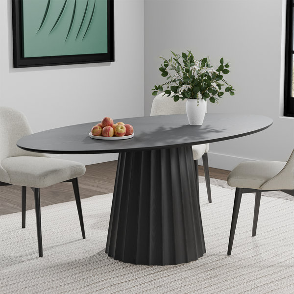 George Oliver 67" Oval Dining Table Pedestal Kitchen Table for 6 | Wayfair